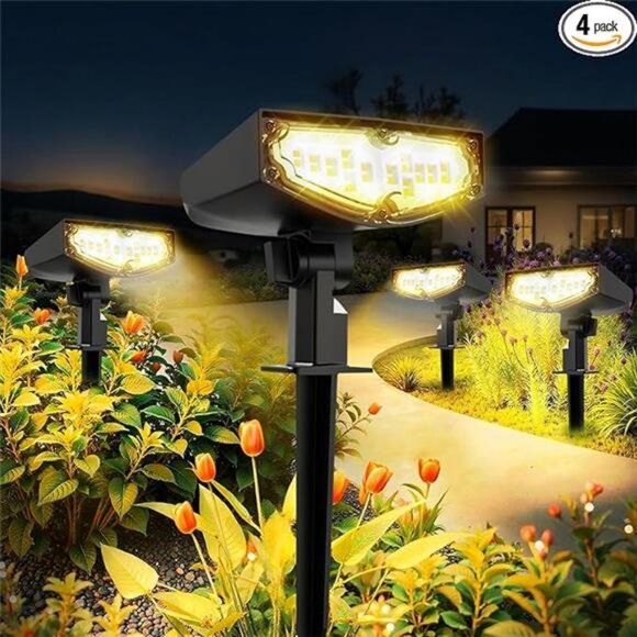 Solar Spot Lights Outdoor - 4 Pack Waterproof Ip67 Landscape Spotlights 3 - Picture 7 of 7